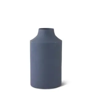 Matte navy ceramic vase with narrow neck