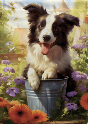 America Forever Border Collie Garden Flag