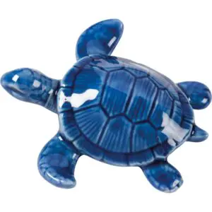 Blue ceramic sea turtle figurine
