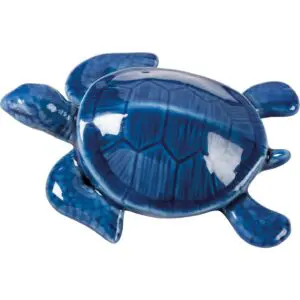 Glossy blue turtle ornament