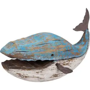 Rustic whale figurine decoration