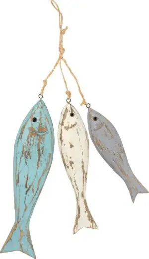 Coastal themed wooden fish decoration