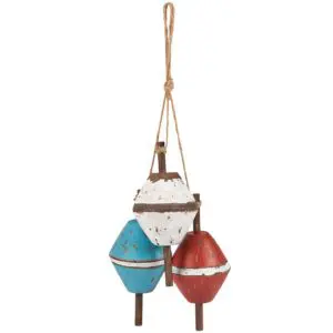 Decorative red, white, blue buoys