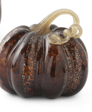 Medium Brown Speckled Glass Pumpkin