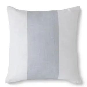 18" Square White Pillow with Thick Gray Stripe
