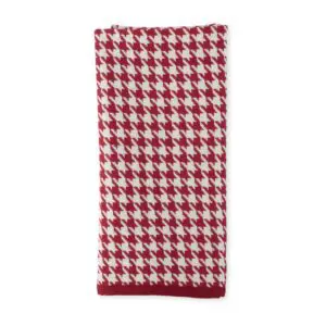 Red & White Cotton Houndstooth Guest Towel
