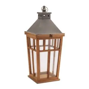 Large Wood Lantern with Glass