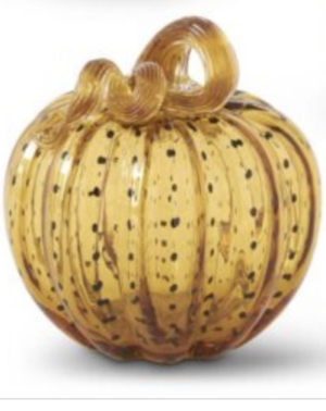 5.5" Black Speckled Amber Glass Pumpkin