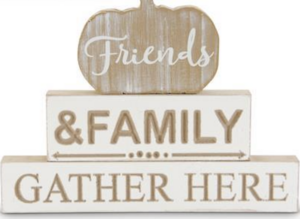 Friends and Family Gather Here Stacked Sign