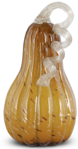 Yellow Speckled Handblown Glass Pumpkin