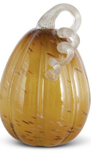 Yellow Speckled Handblown Glass Pumpkin
