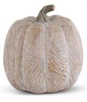6" Orange Whitewashed Wood Look Pumpkin