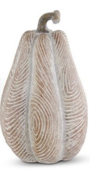 11.5" Orange Whitewashed Wood Look Pumpkin
