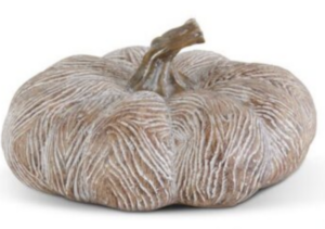 9" Orange Whitewashed Wood Look Pumpkin