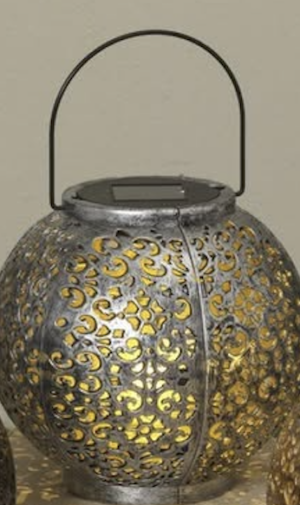 7" Solar Lighted Lantern - Silver