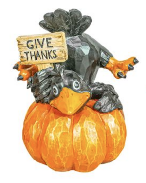 Kooky Crow Pumpkin Tabletop - Give Thanks