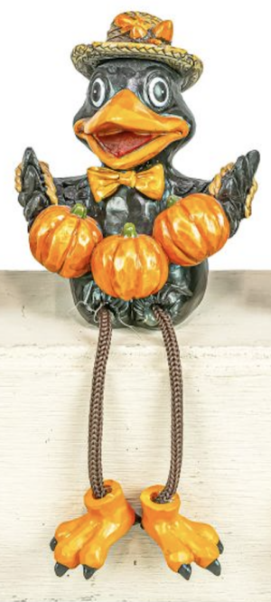 Kooky Crow Dangle Leg Sitter - Pumpkins