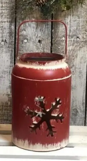 Metal Red Snowflake Lantern