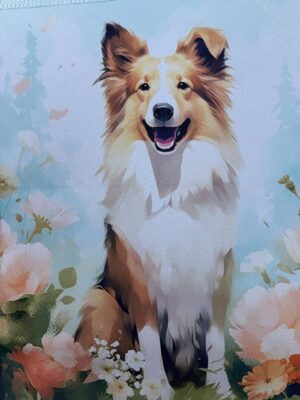 Collie Painting Garden Flag