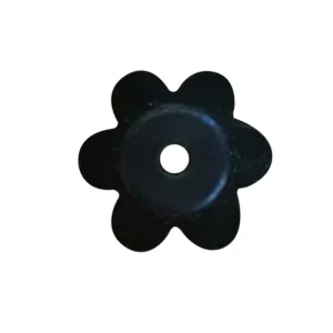 Black flower-shaped rubber washer with hole
