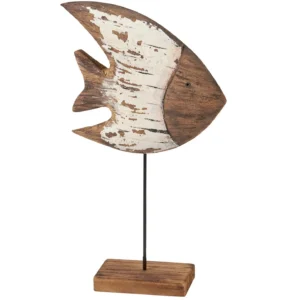 Rustic wooden fish ornament