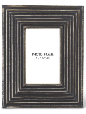 5x7 Groove Carved Black Wood Photo Frame