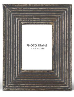 4x6 Groove Carved Black Wood Photo Frame