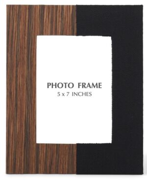 5x7 Wood Veneer and Black Fabric Picture Frame