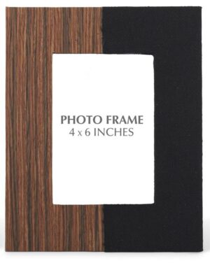 4x6 Wood Veneer & Black Fabric Picture Frame