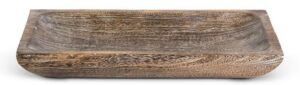 Carved Rectangular Paulownia Wood Tray - Medium