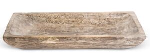 Carved Rectangular Paulownia Wood Tray - Large