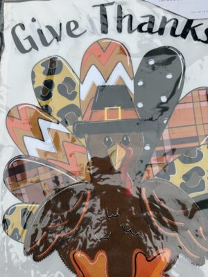 Give Thanks Turkey Applique Garden Flag