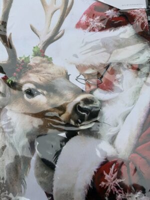 Santa with Reindeer Garden Flag