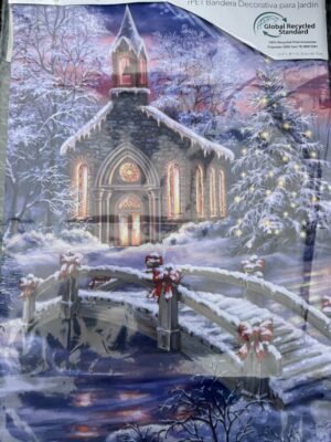 Vibrant Winter Church Suede Garden Flag